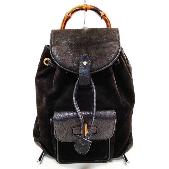 Gucci Handbags - Vintage Gucci Mini Suede Bamboo Backpack Authenicated
